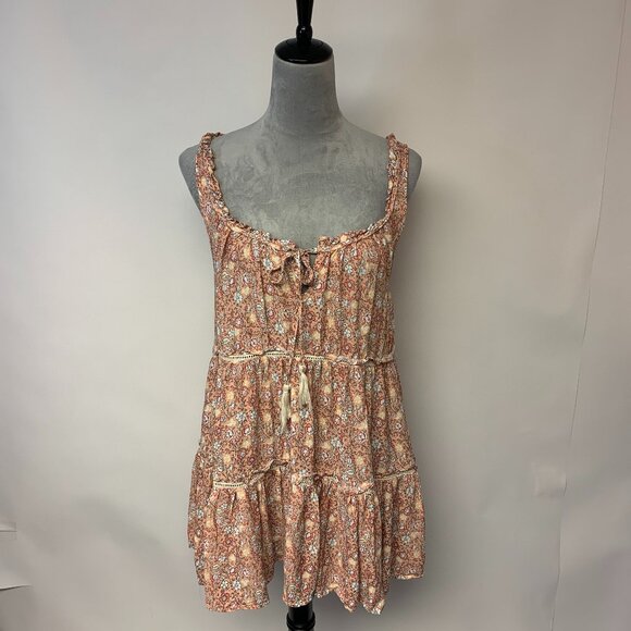 Rachel Zoe Mini Dress SZ Small Peach Floral Dainty Cottagecore Coquette Bohemian - Picture 1 of 9